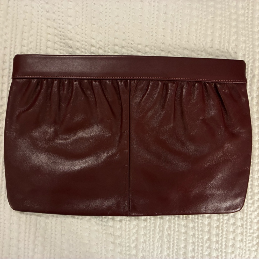 Vintage Leather Clutch in Deep Burgundy by Etra